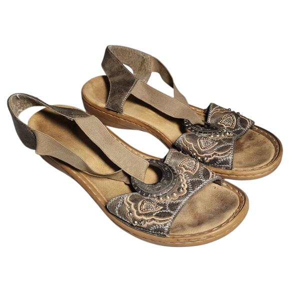Rieker Regina Sandals Womens Size US 8.5 EU 39 Slingback Jeweled Boho Bohemian - Picture 1 of 5